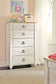 Willowton Twin Panel Headboard with Mirrored Dresser, Chest and 2 Nightstands