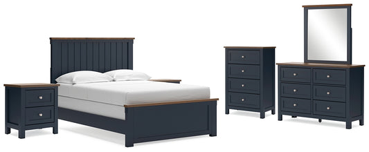 Landocken Full Panel Bed with Mirrored Dresser, Chest and 2 Nightstands