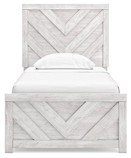 Cayboni Twin Panel Bed with Mirrored Dresser and Nightstand