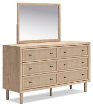 Load image into Gallery viewer, Cielden Full Upholstered Panel Bed with Mirrored Dresser and Nightstand
