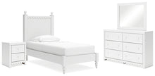 Load image into Gallery viewer, Mollviney Twin Panel Bed with Mirrored Dresser and Nightstand
