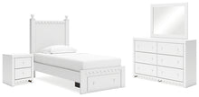 Load image into Gallery viewer, Mollviney Twin Panel Storage Bed with Mirrored Dresser and Nightstand
