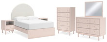 Load image into Gallery viewer, Wistenpine Full Upholstered Panel Bed with Mirrored Dresser, Chest and 2 Nightstands
