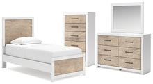 Load image into Gallery viewer, Charbitt Twin Panel Bed with Mirrored Dresser and Chest
