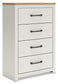 Linnocreek Twin Panel Headboard with Mirrored Dresser and Chest