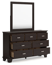 Load image into Gallery viewer, Covetown Full Panel Bed with Mirrored Dresser and Chest
