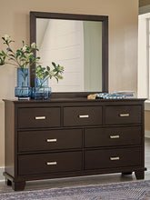 Load image into Gallery viewer, Covetown Full Panel Bed with Mirrored Dresser and Chest
