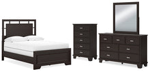 Load image into Gallery viewer, Covetown Full Panel Bed with Mirrored Dresser and Chest
