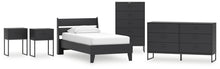 Load image into Gallery viewer, Socalle Twin Panel Platform Bed with Dresser, Chest and 2 Nightstands
