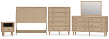 Load image into Gallery viewer, Cielden Full Upholstered Panel Bed with Mirrored Dresser, Chest and Nightstand
