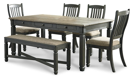 Tyler Creek Dining Table and 4 Chairs and Bench