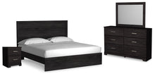 Load image into Gallery viewer, Belachime King Panel Bed with Mirrored Dresser and Nightstand
