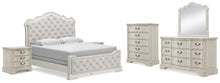 Load image into Gallery viewer, Arlendyne King Upholstered Bed with Mirrored Dresser, Chest and 2 Nightstands
